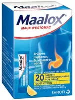 Maalox Maux D'estomac, Suspension Buvable Citron 20 Sachets à Pau